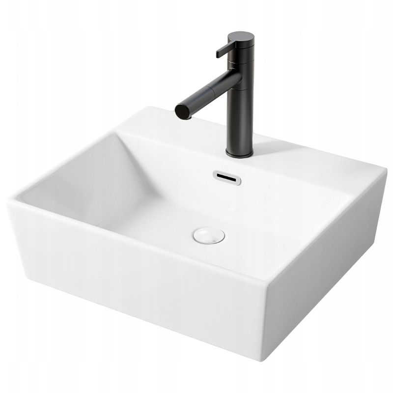 Umywalka ceramiczna Rebiko stawiana biała nablatowa prostokątna 1 szt.