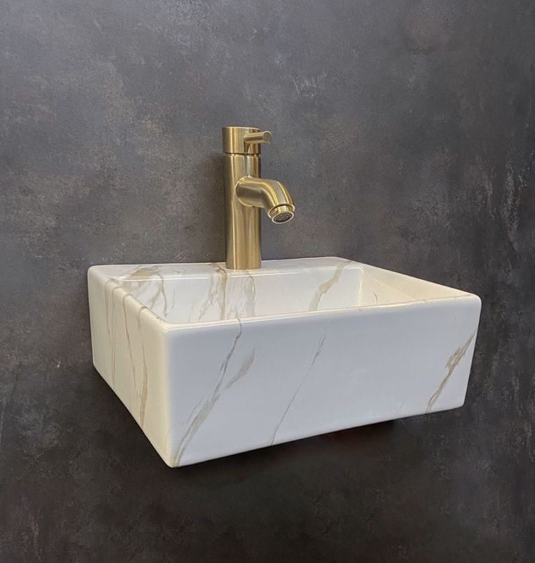 Umywalka ceramiczna WIESBADEN mała prostokątna 33,5x29x11,5 cm ścienna 1szt