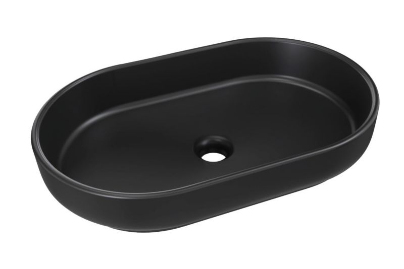 Umywalka Comad nablatowa 55 x 35 cm owalna ceramiczna czarny mat 1 szt.