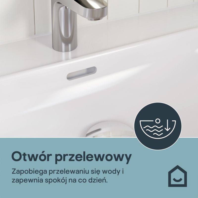 Umywalka konglomeratowa GoodHome Cavally 100 cm z syfonem biała
