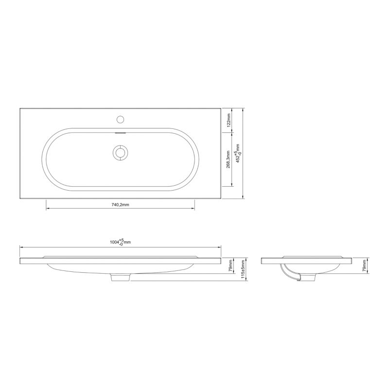 Umywalka konglomeratowa GoodHome Cavally 100 cm z syfonem biała