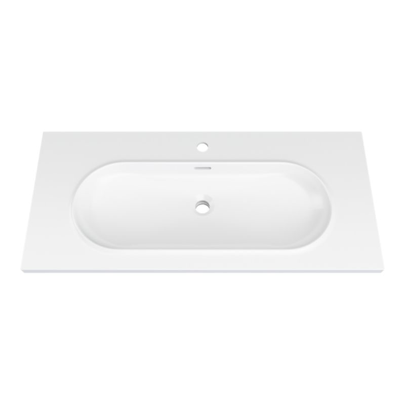 Umywalka konglomeratowa GoodHome Cavally 100 cm z syfonem biała