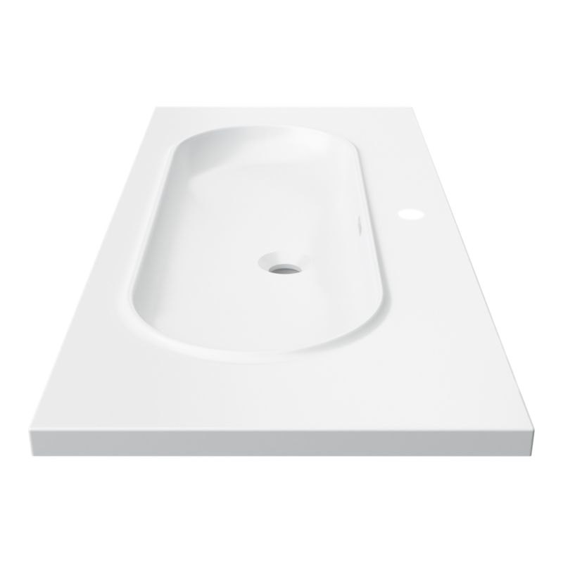Umywalka konglomeratowa GoodHome Cavally 100 cm z syfonem biała