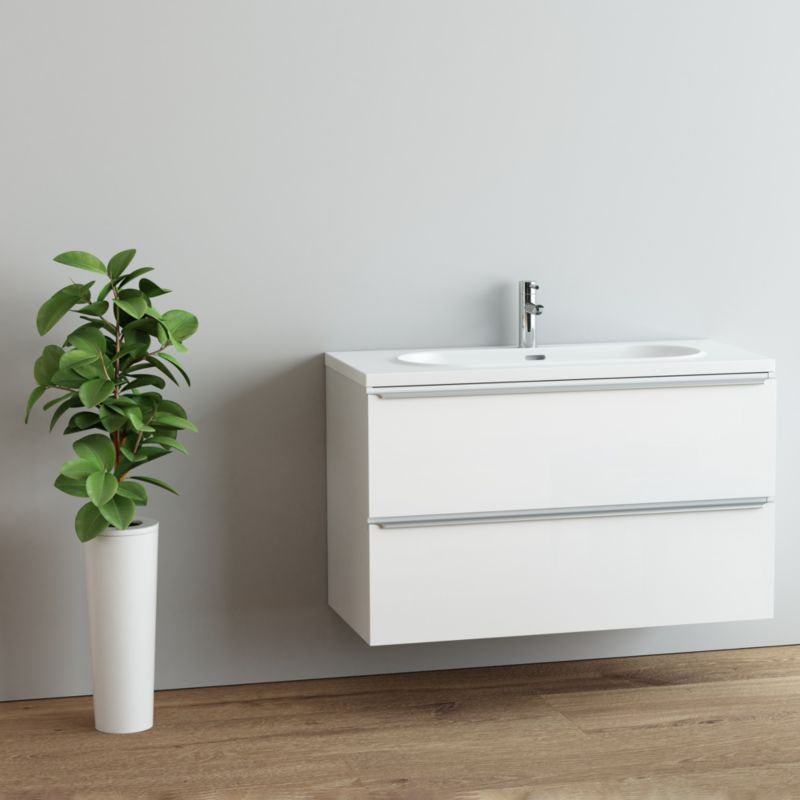 Umywalka konglomeratowa GoodHome Cavally 100 cm z syfonem biała