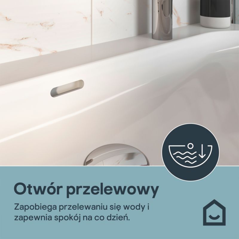Umywalka konglomeratowa GoodHome Cavally 120 cm 1-komorowa z syfonem biała