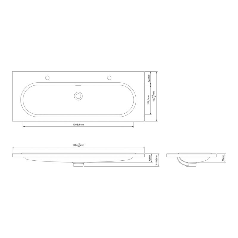 Umywalka konglomeratowa GoodHome Cavally 120 cm 1-komorowa z syfonem biała