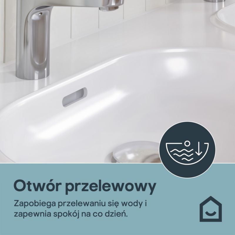 Umywalka konglomeratowa GoodHome Cavally 120 cm 2-komorowa z syfonem biała