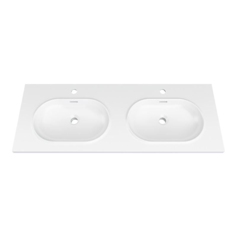 Umywalka konglomeratowa GoodHome Cavally 120 cm 2-komorowa z syfonem biała