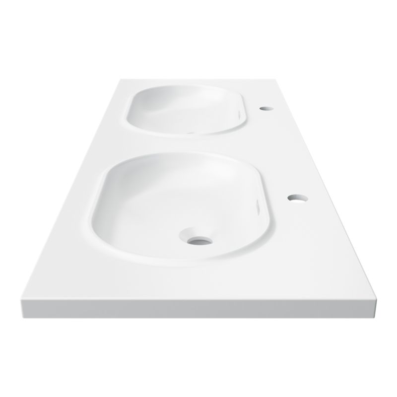 Umywalka konglomeratowa GoodHome Cavally 120 cm 2-komorowa z syfonem biała