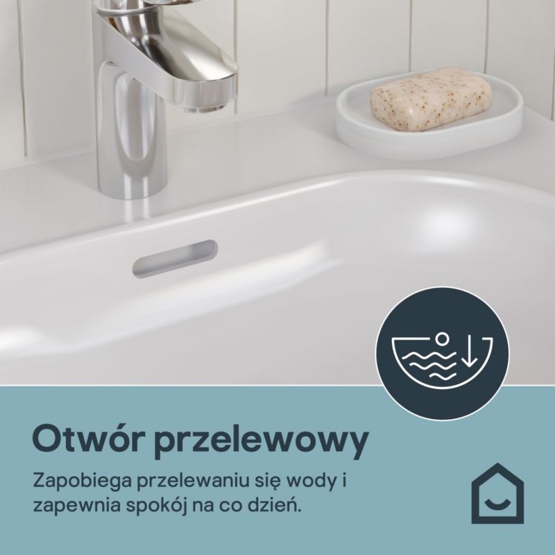 Umywalka konglomeratowa GoodHome Cavally 60 cm z syfonem biała