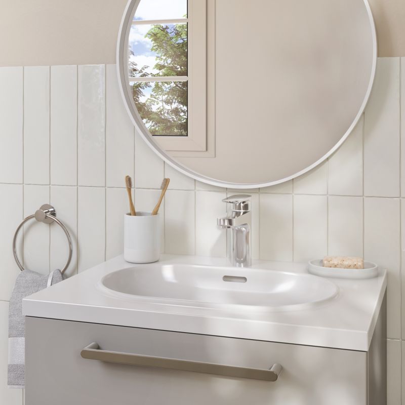 Umywalka konglomeratowa GoodHome Cavally 60 cm z syfonem biała