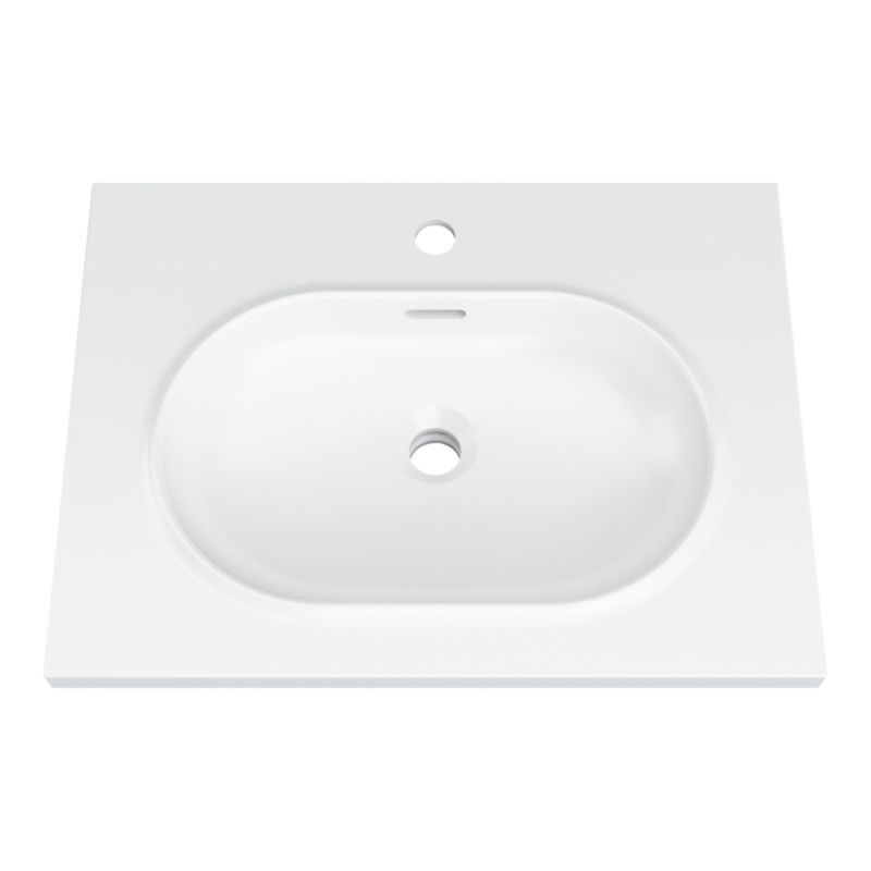 Umywalka konglomeratowa GoodHome Cavally 60 cm z syfonem biała