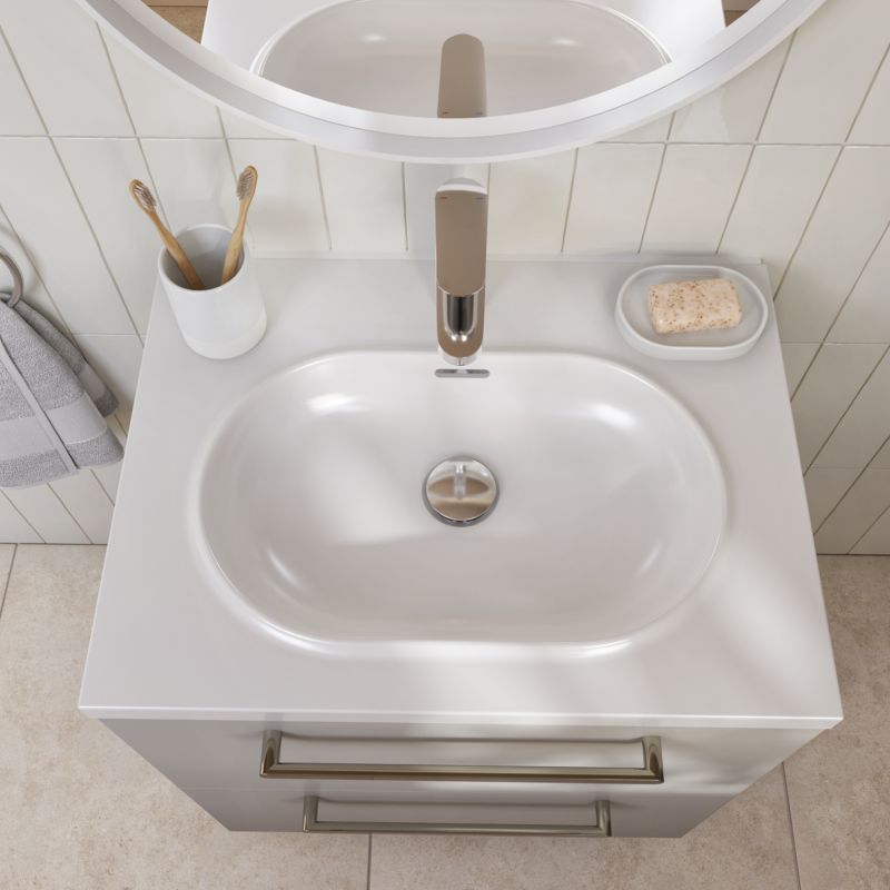Umywalka konglomeratowa GoodHome Cavally 60 cm z syfonem biała