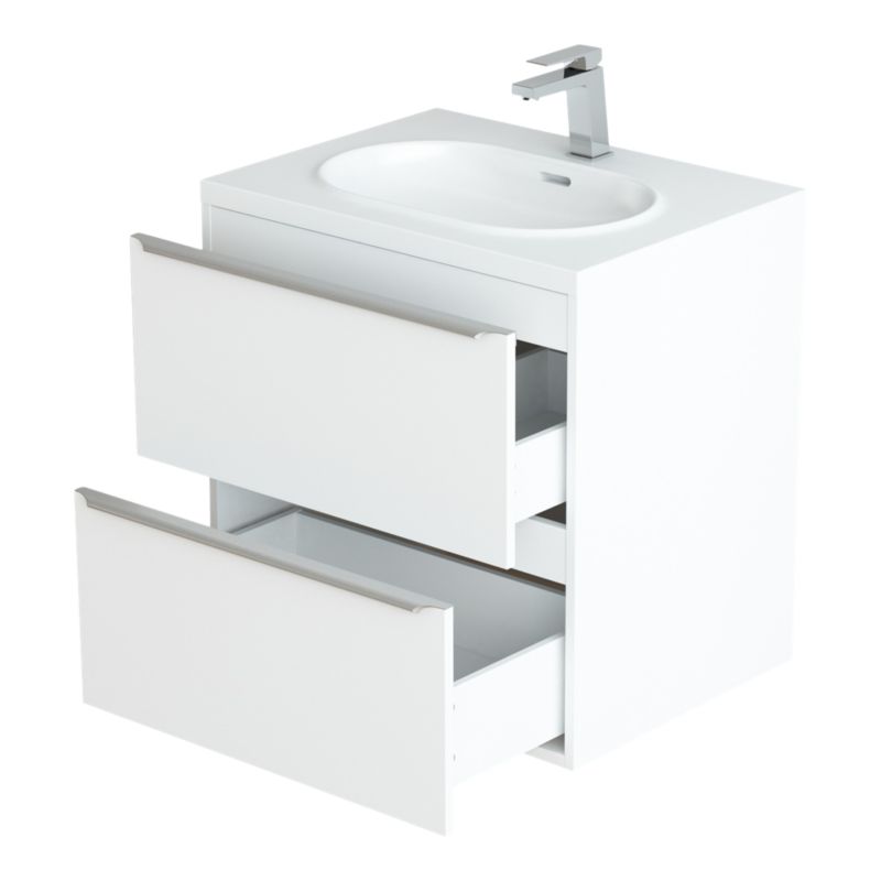 Umywalka konglomeratowa GoodHome Cavally 60 cm z syfonem biała