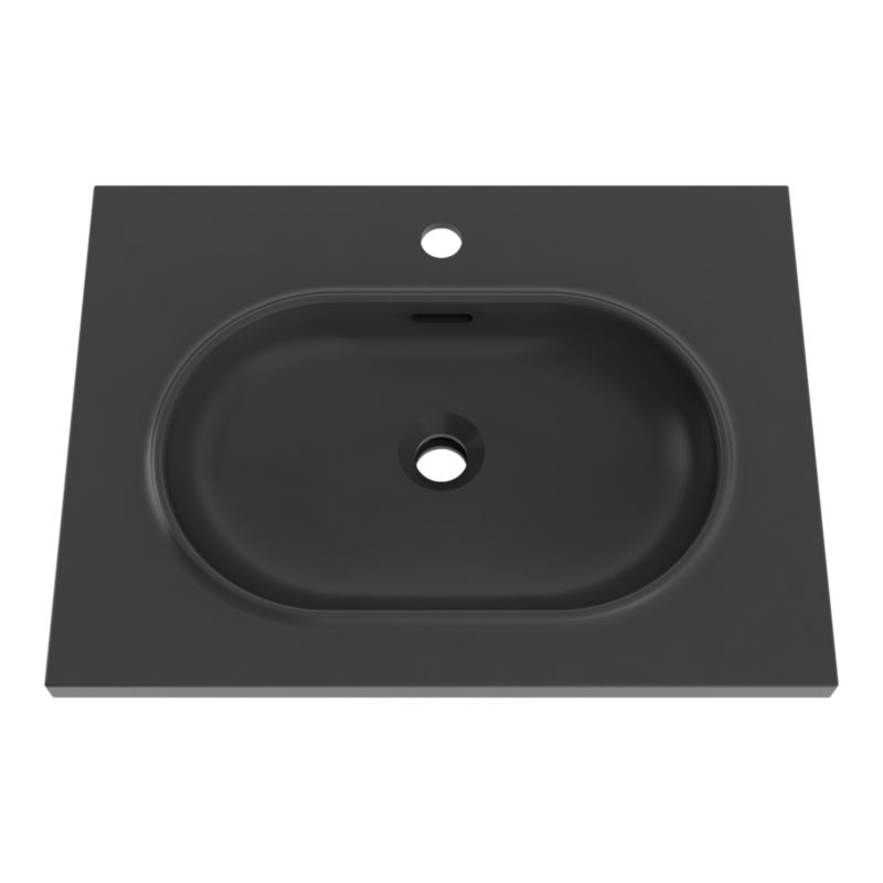 Umywalka konglomeratowa GoodHome Cavally 60 cm z syfonem czarna