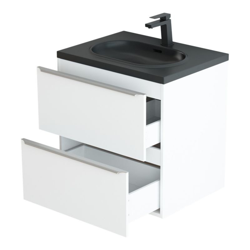 Umywalka konglomeratowa GoodHome Cavally 60 cm z syfonem czarna
