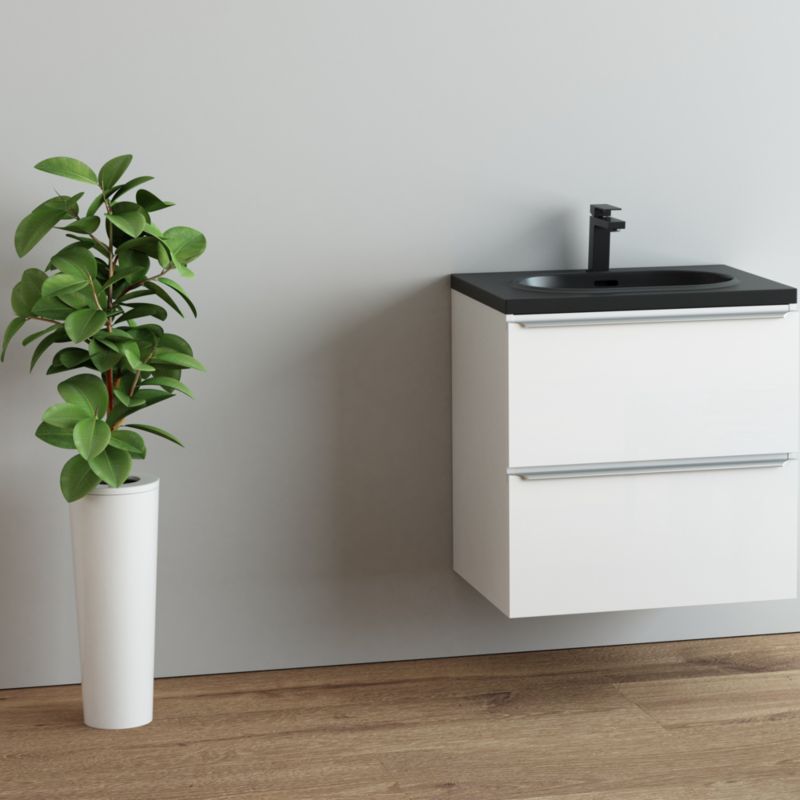 Umywalka konglomeratowa GoodHome Cavally 60 cm z syfonem czarna