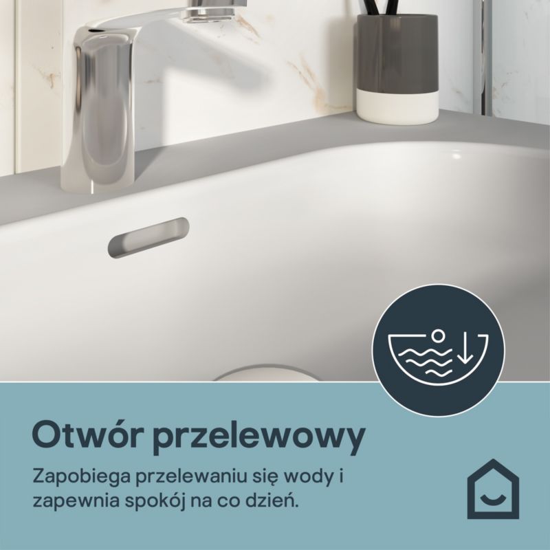 Umywalka konglomeratowa GoodHome Cavally 80 cm z syfonem biała