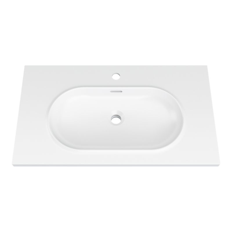 Umywalka konglomeratowa GoodHome Cavally 80 cm z syfonem biała