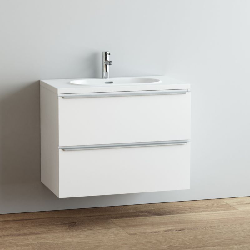 Umywalka konglomeratowa GoodHome Cavally 80 cm z syfonem biała