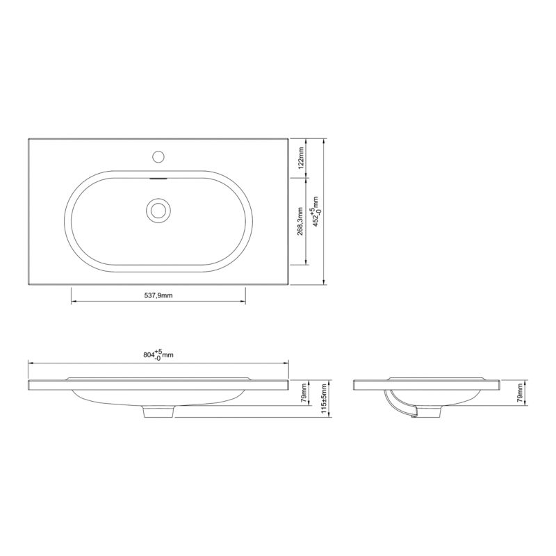Umywalka konglomeratowa GoodHome Cavally 80 cm z syfonem czarna