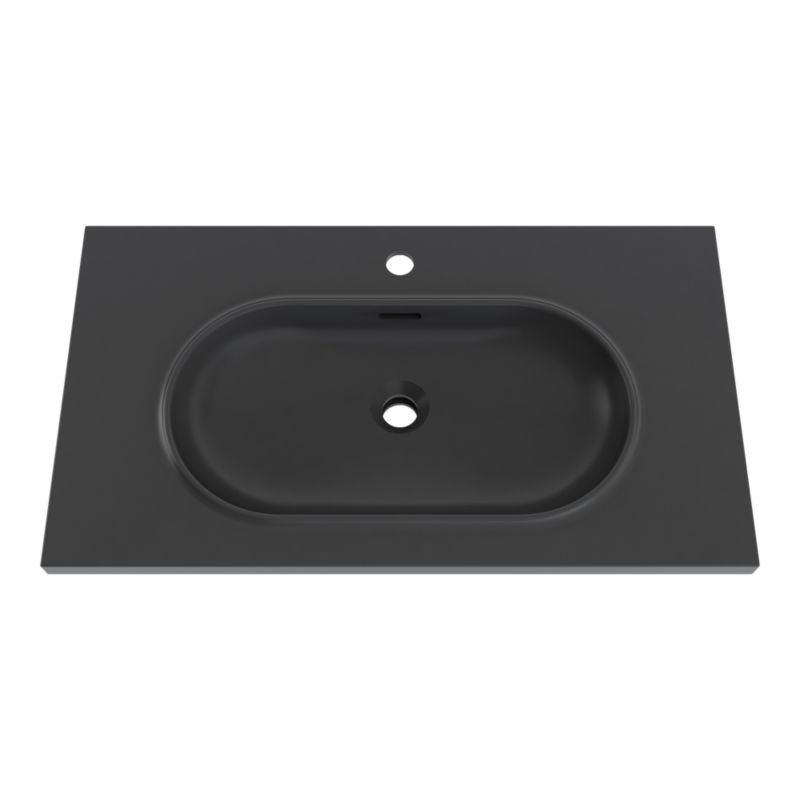 Umywalka konglomeratowa GoodHome Cavally 80 cm z syfonem czarna