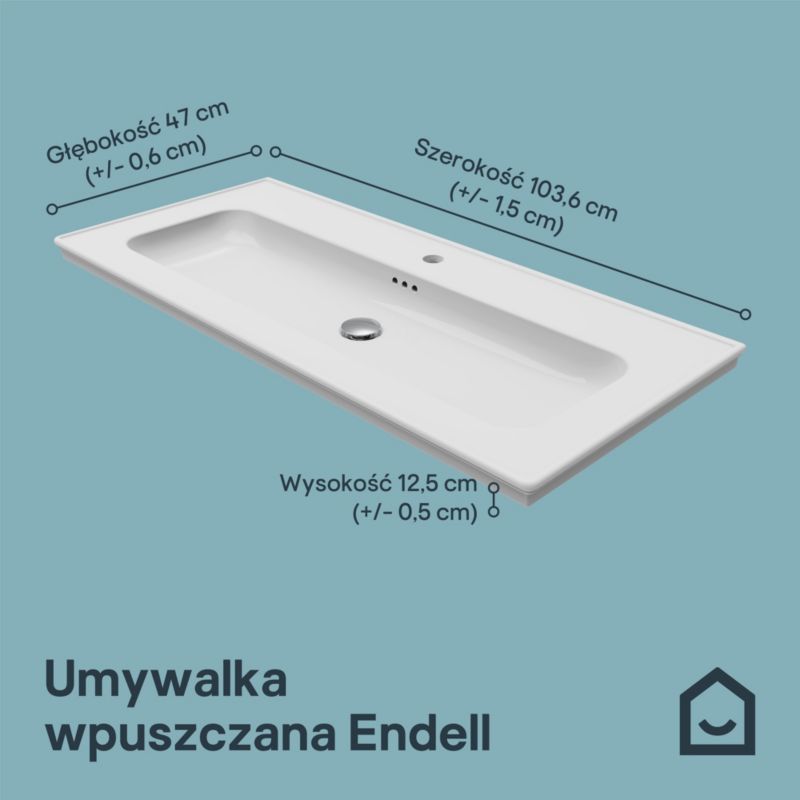 Umywalka konglomeratowa GoodHome Endell 100 cm z syfonem