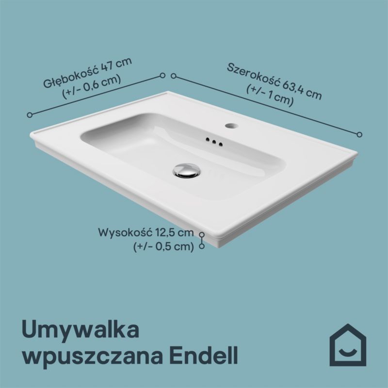 Umywalka konglomeratowa GoodHome Endell 60 cm z syfonem