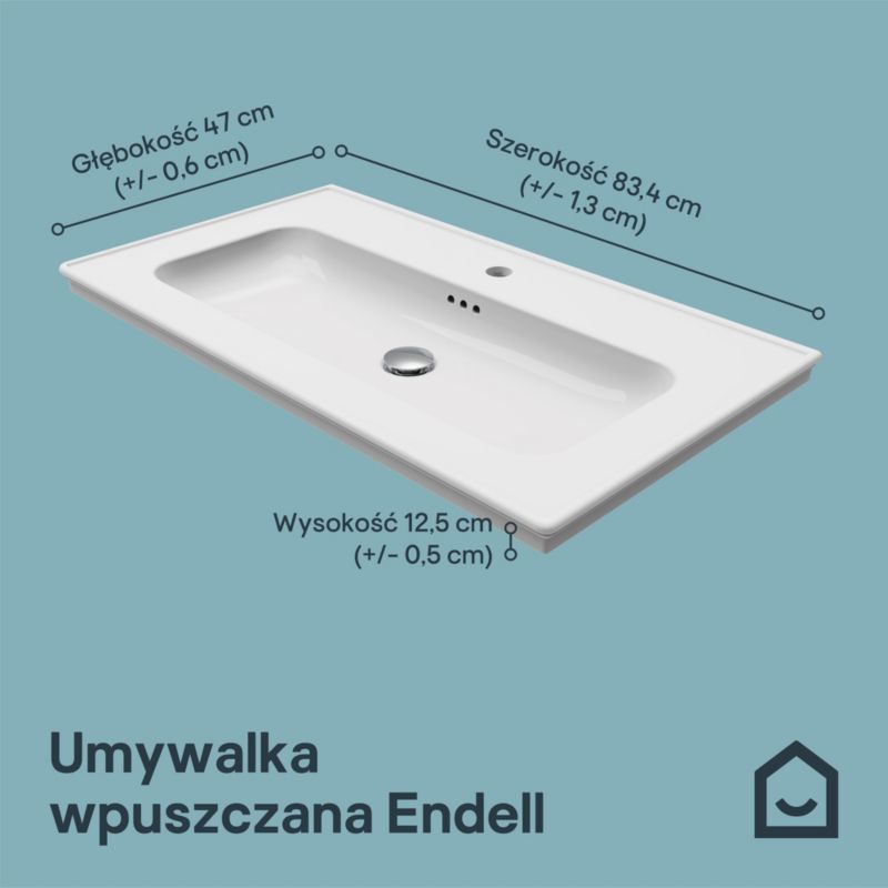 Umywalka konglomeratowa GoodHome Endell 80 cm z syfonem