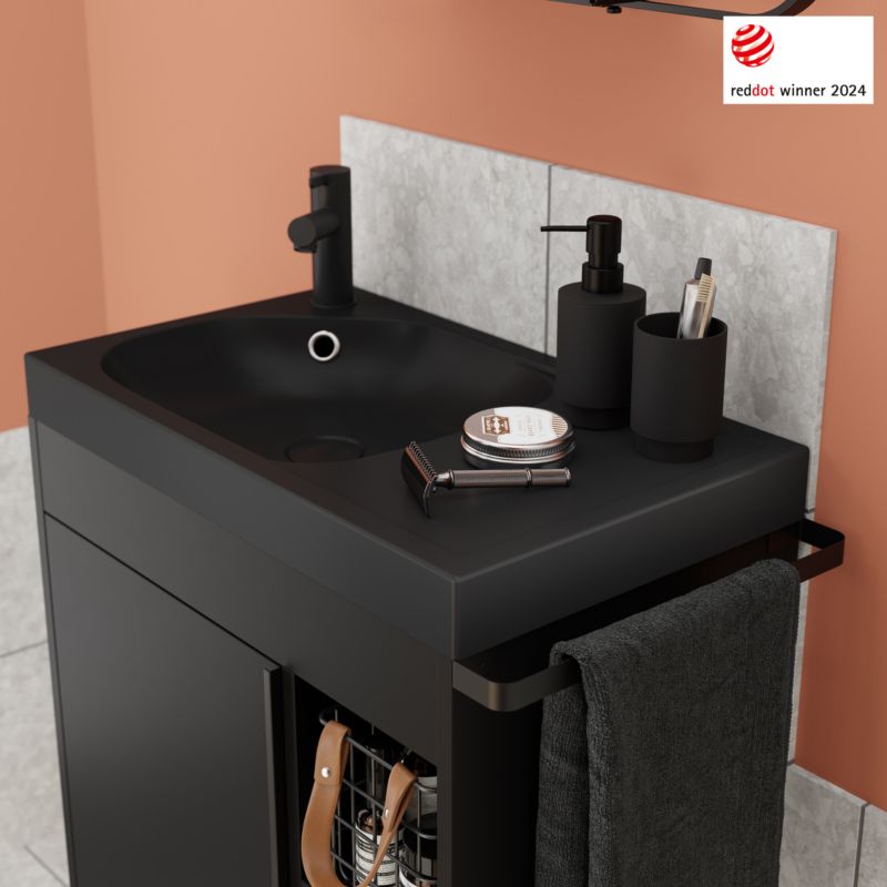 Umywalka konglomeratowa GoodHome Maza 60 cm czarny mat