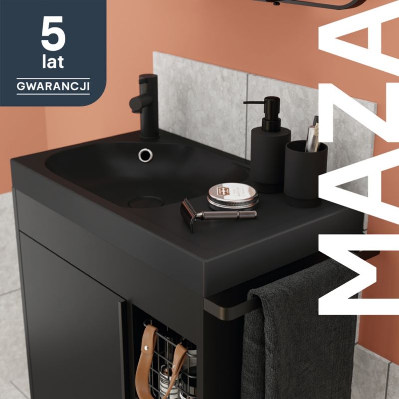 Umywalka konglomeratowa GoodHome Maza 60 cm czarny mat