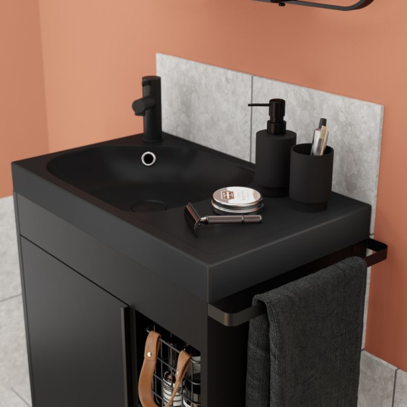 Umywalka konglomeratowa GoodHome Maza 60 cm czarny mat