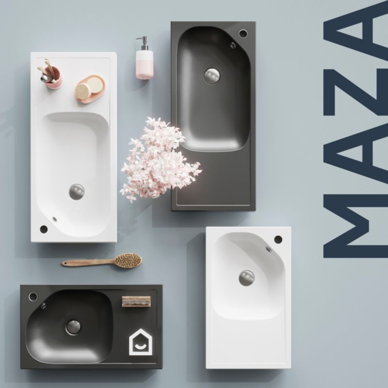 Umywalka konglomeratowa GoodHome Maza 80 cm czarny mat