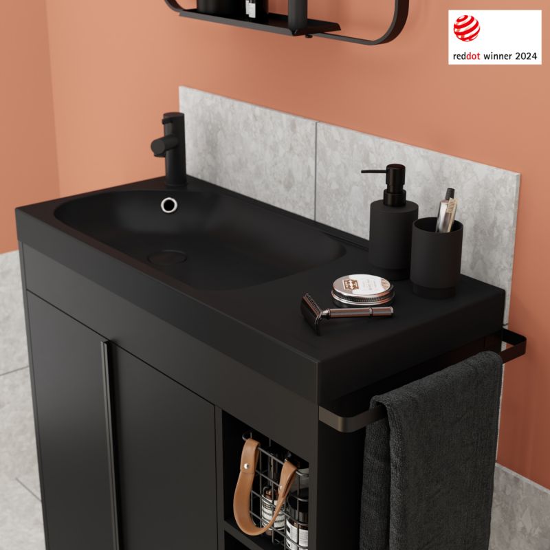 Umywalka konglomeratowa GoodHome Maza 80 cm czarny mat