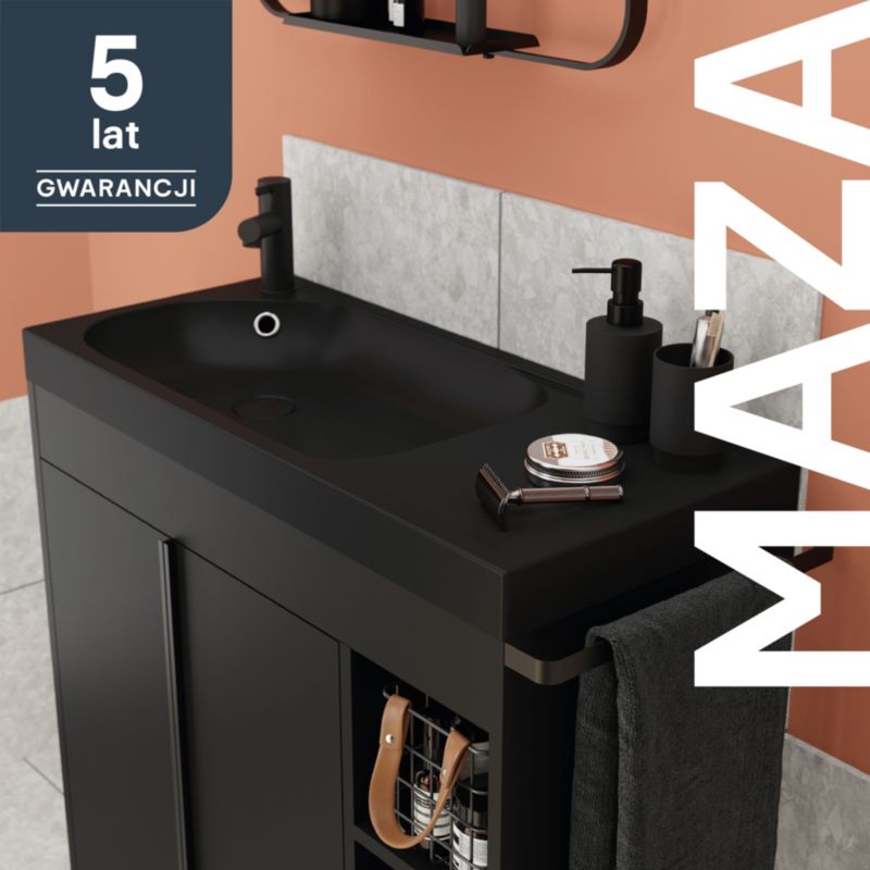 Umywalka konglomeratowa GoodHome Maza 80 cm czarny mat