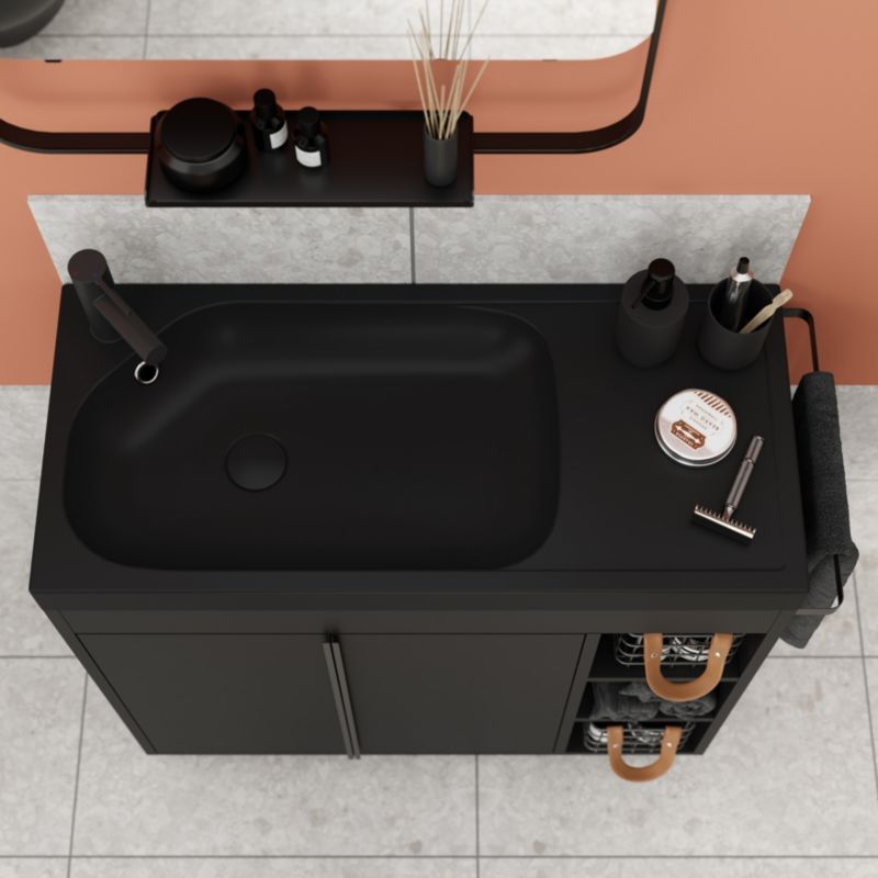Umywalka konglomeratowa GoodHome Maza 80 cm czarny mat