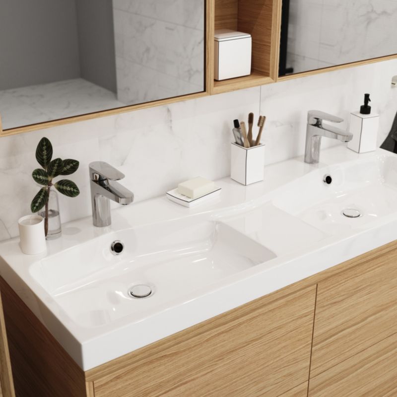 Umywalka konglomeratowa GoodHome Mila 120 cm z syfonem