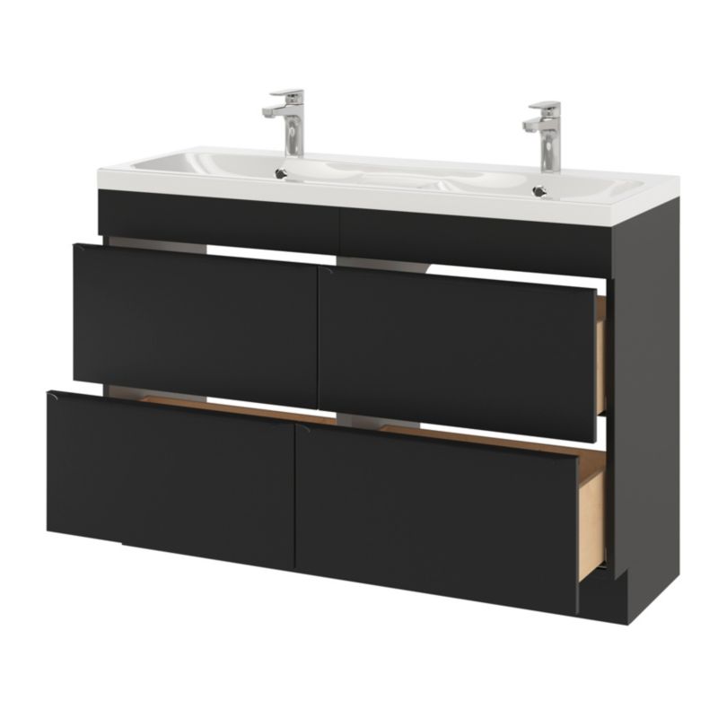 Umywalka konglomeratowa GoodHome Mila 120 cm z syfonem