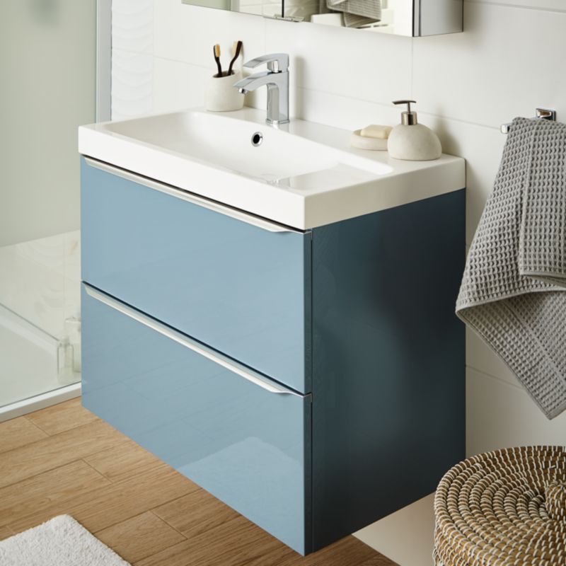 Umywalka konglomeratowa GoodHome Mila 80 cm z syfonem