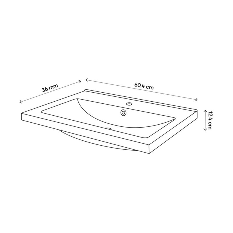Umywalka meblowa ceramiczna GoodHome Nira slim 60,4 x 36,3 x 12,4 cm