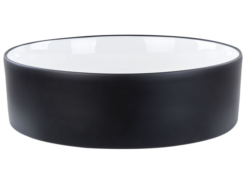 Umywalka nablatowa ceramiczna 40 cm biała z czarnym Tebar 1 szt.