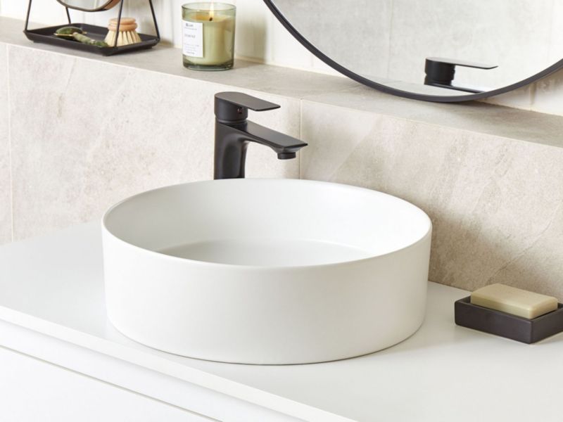 Umywalka nablatowa ceramiczna 40 cm złamana biel Tebar 1 szt.