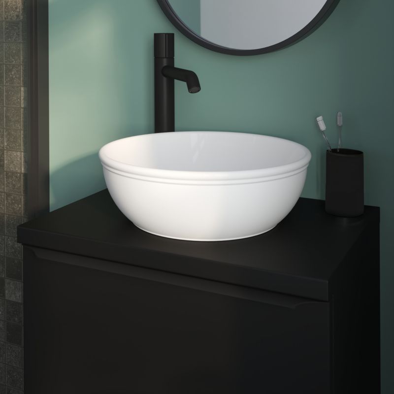Umywalka nablatowa ceramiczna GoodHome Endell 35 cm biała