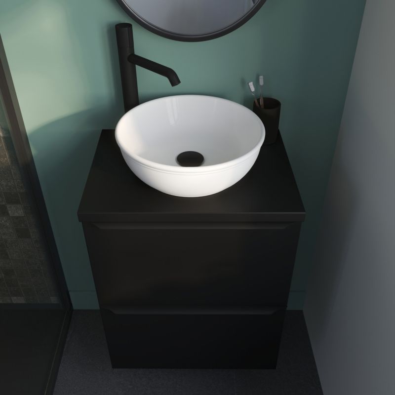 Umywalka nablatowa ceramiczna GoodHome Endell 35 cm biała