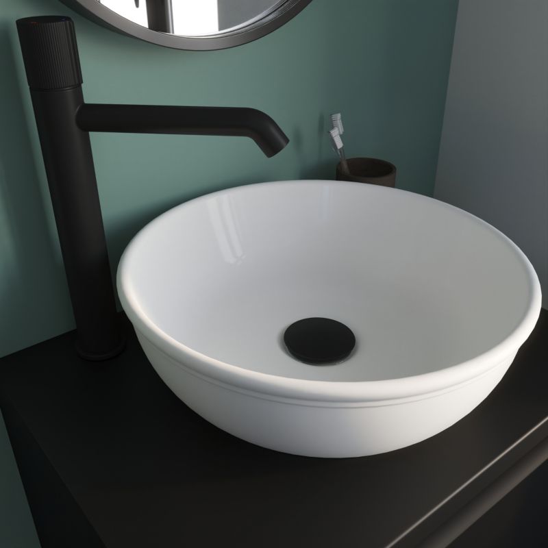 Umywalka nablatowa ceramiczna GoodHome Endell 35 cm biała