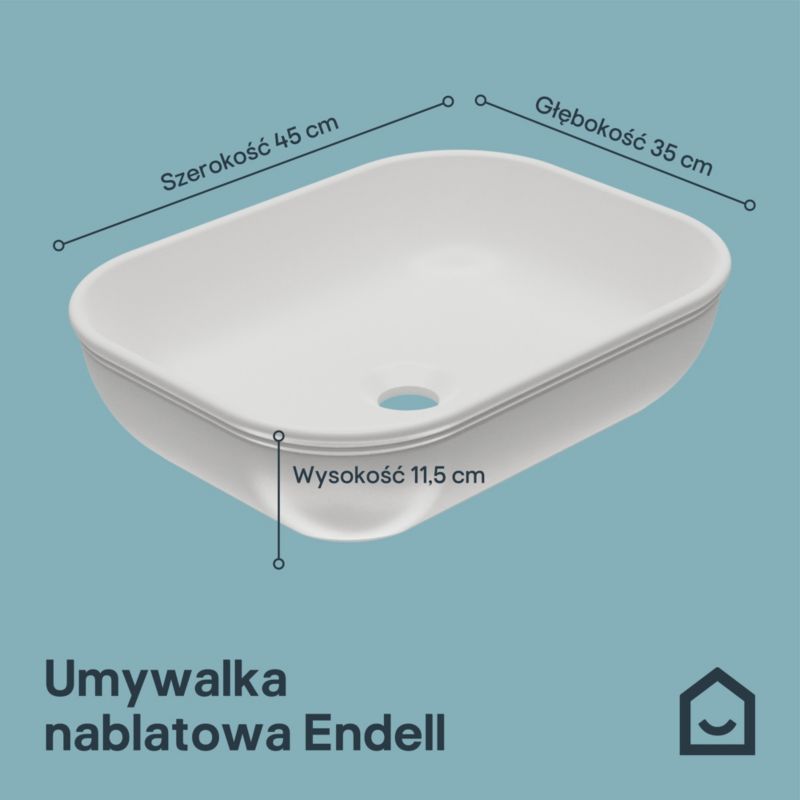 Umywalka nablatowa ceramiczna GoodHome Endell 35 x 45 cm biała