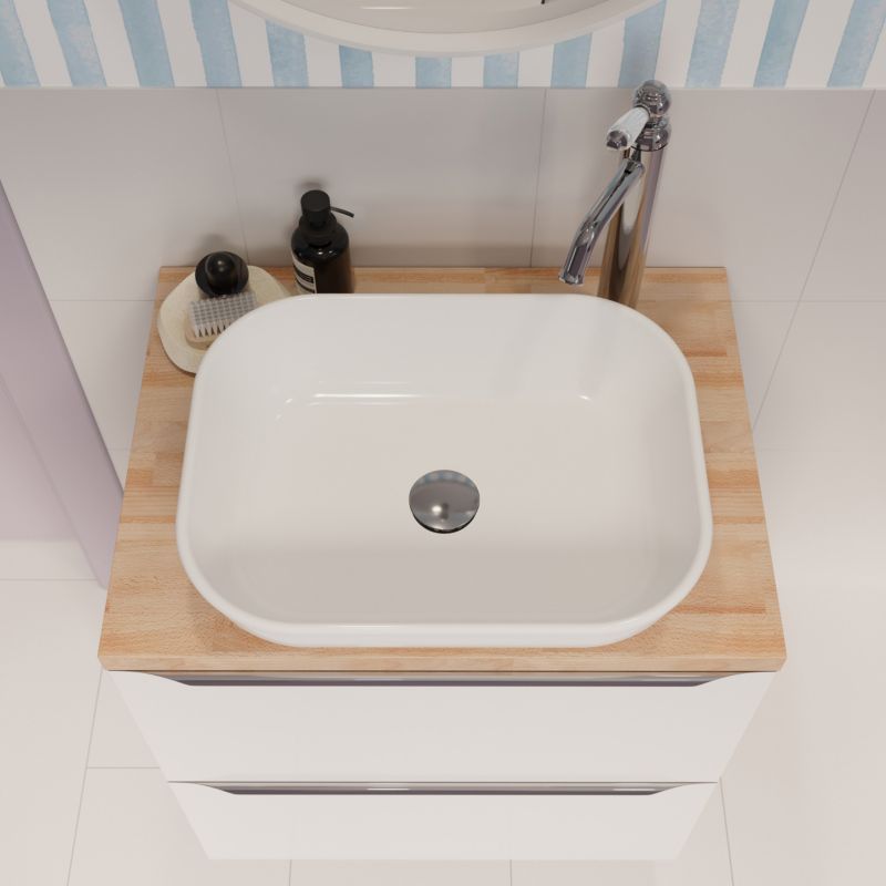 Umywalka nablatowa ceramiczna GoodHome Endell 35 x 45 cm biała