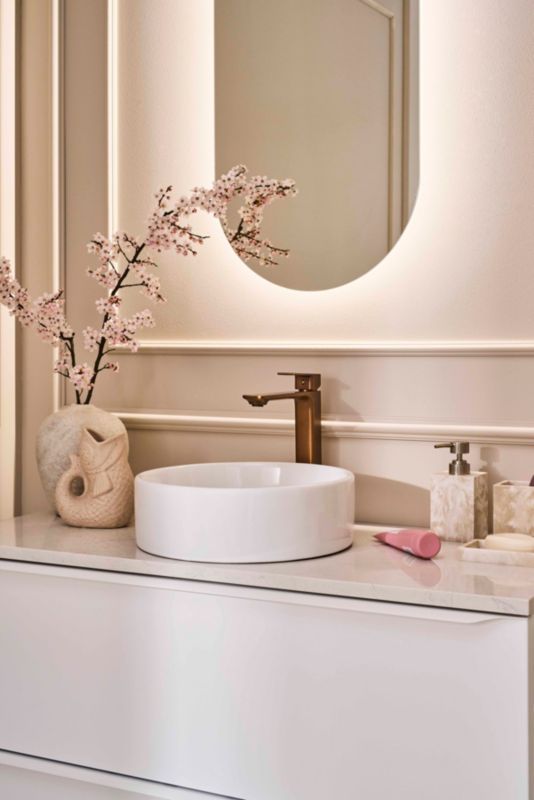 Umywalka nablatowa ceramiczna GoodHome Scalea śr. 35 cm biała