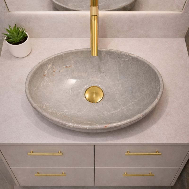 Umywalka nablatowa Estiva Eba Cashmere Marble 41,5 x 34 cm owalna kaszmirowa 1 szt.