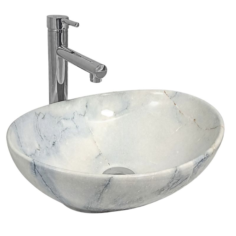Umywalka nablatowa Estiva Eba White Marble owalna 41,5 x 34 x 14 cm marmur 1 szt.
